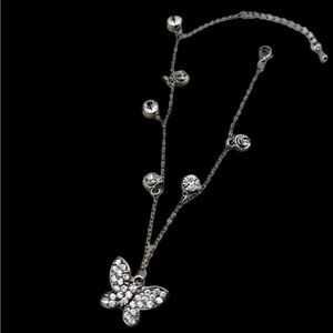 Elegant Silver Butterfly Crystal Ankle Bracelet.  Crystals on the chain .